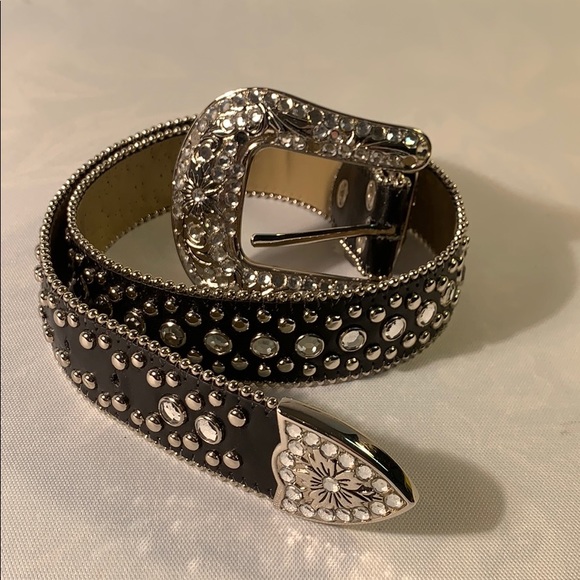 Accessories - Fancy Belt Black Bling 31 inches